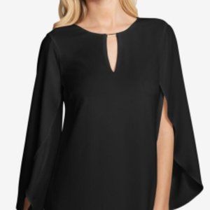 KENSIE - Black Flutter Sleeve Crepe Keyhole Dress